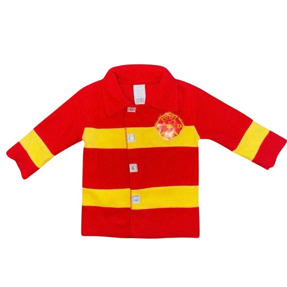 Fireman firefighter red yellow jacket dress up costume 12-18 months bay toddler